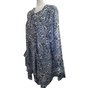 Melissa Mcarthy 7Seven collection asymmetric flowy striped butterfly boho top 1X